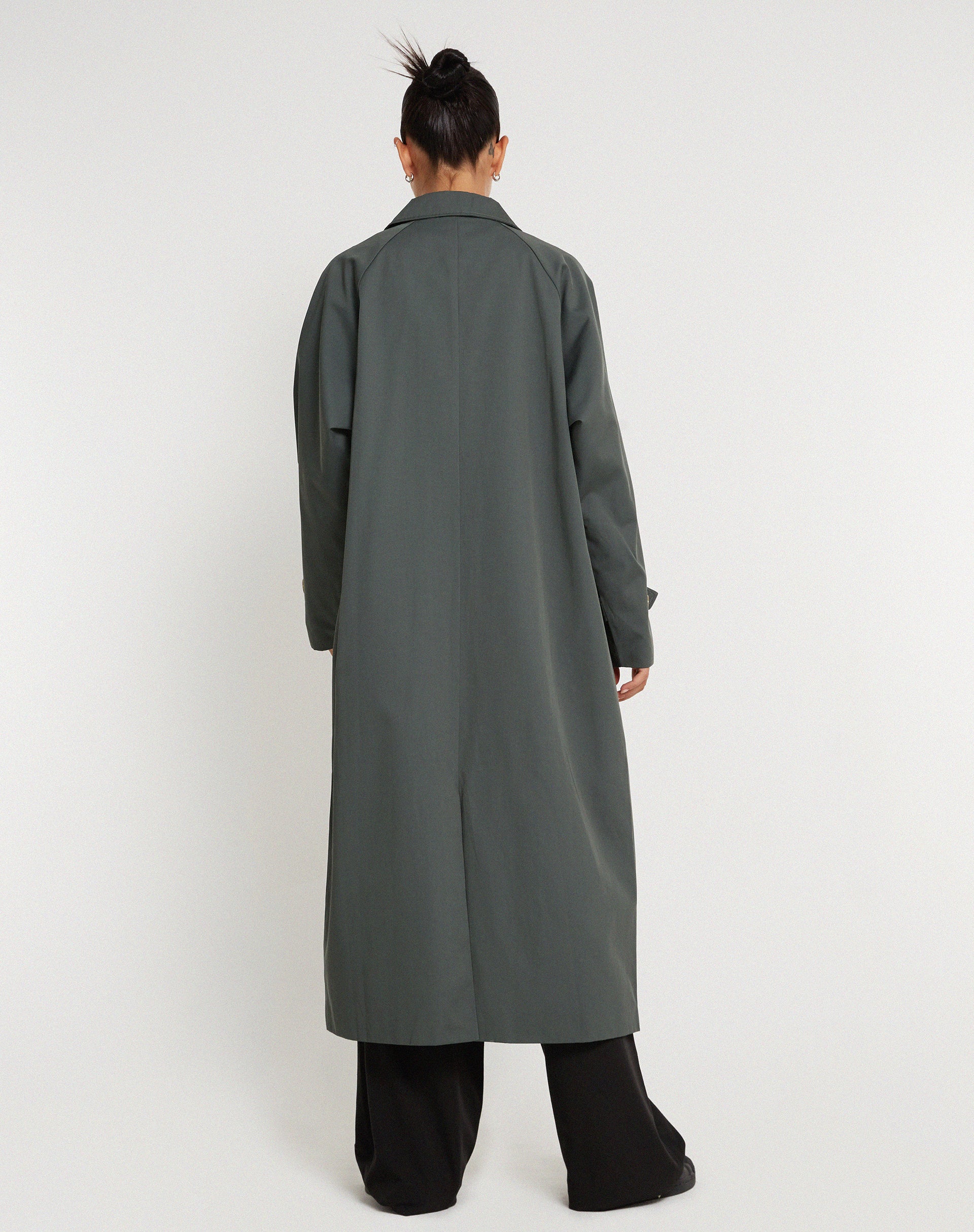 Assa Trench Coat in Light Charcoal with Stripe Lining-Nico Sky