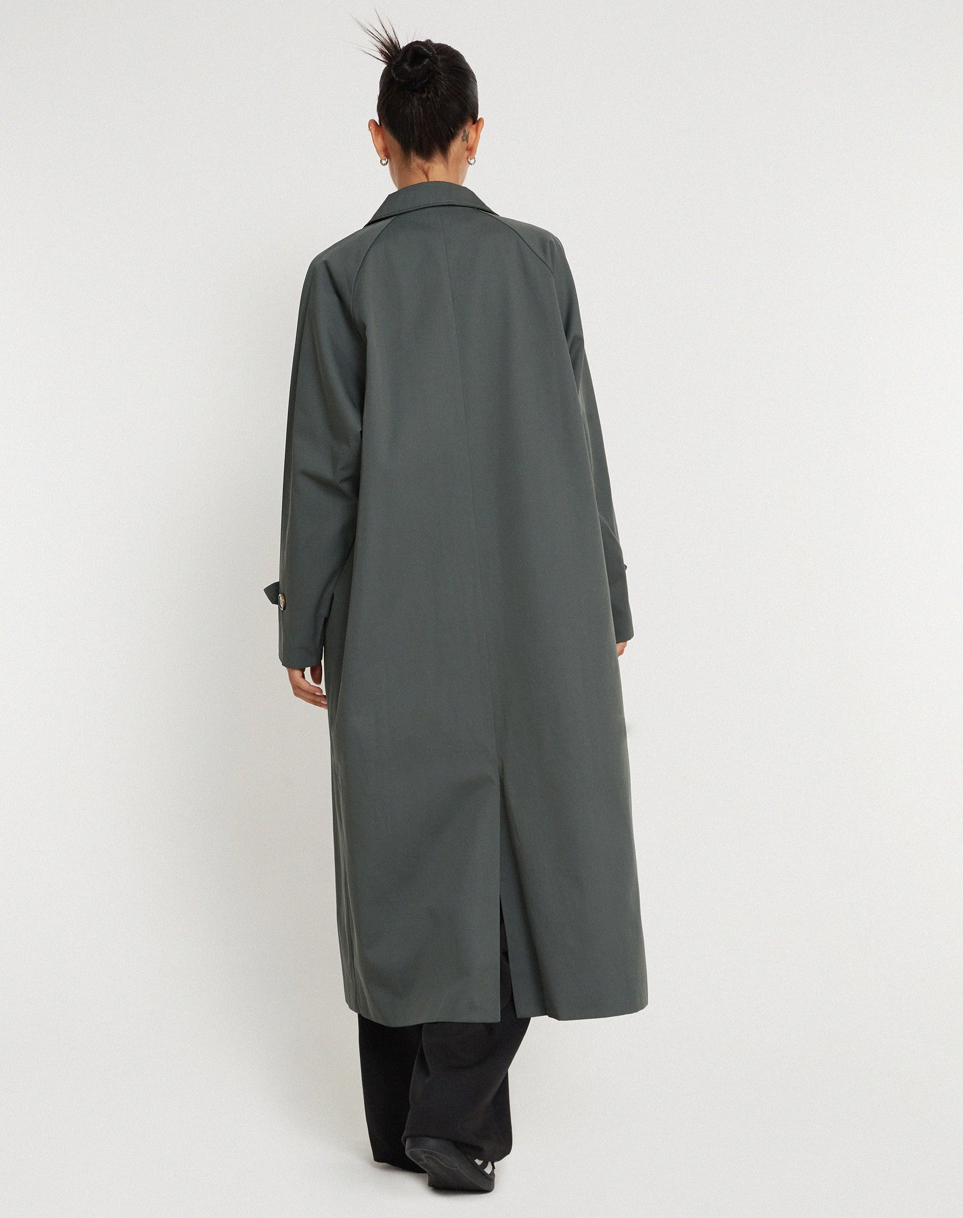 Assa Trench Coat in Light Charcoal with Stripe Lining-Nico Sky