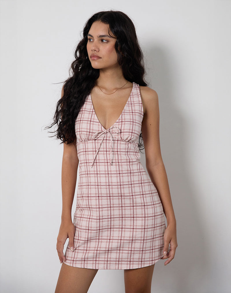 Asatari Mini Dress in Basic Tartan Pink-Nico Sky