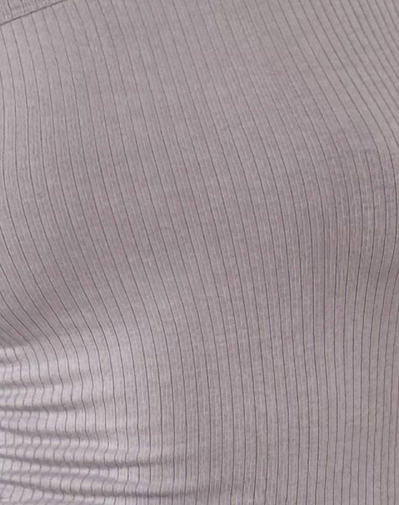 Ashia Asymmetrical Long Sleeve Top in Elephant Grey-Nico Sky