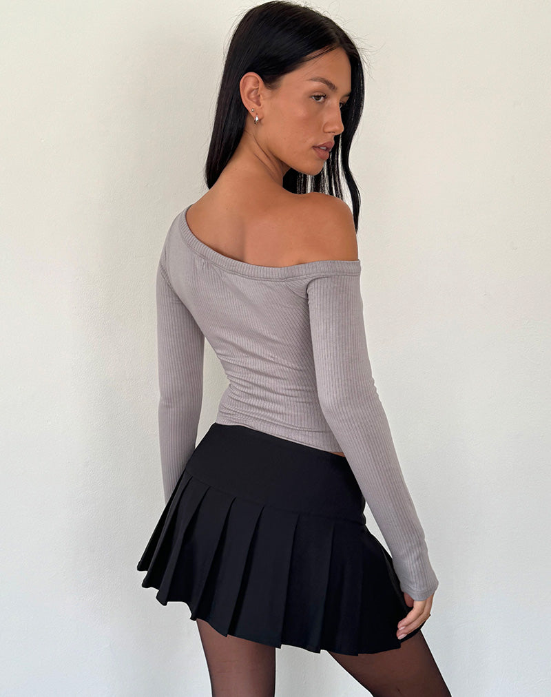 Ashia Asymmetrical Long Sleeve Top in Elephant Grey-Nico Sky