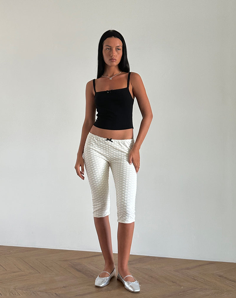 Asih Capri Trousers in Ivory Heart Lace-Nico Sky