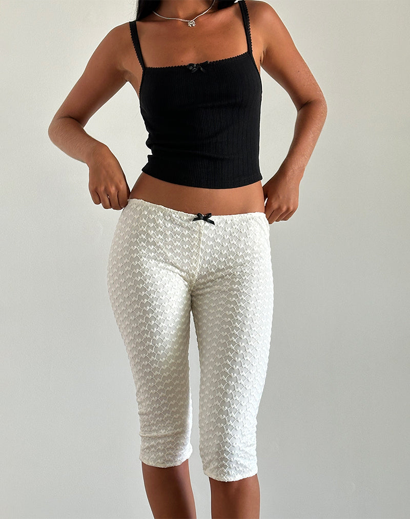 Asih Capri Trousers in Ivory Heart Lace-Nico Sky
