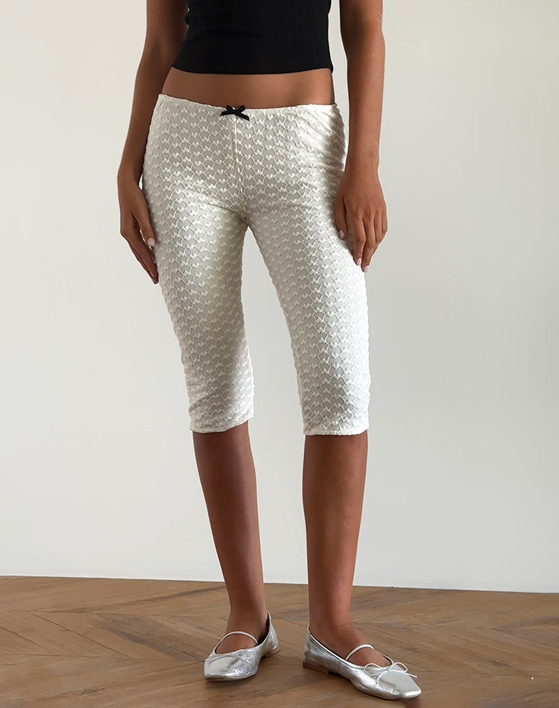 Asih Capri Trousers in Ivory Heart Lace-Nico Sky