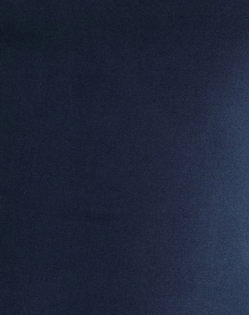 Aspyn High Neck Tie Top in Cupro Navy-Nico Sky