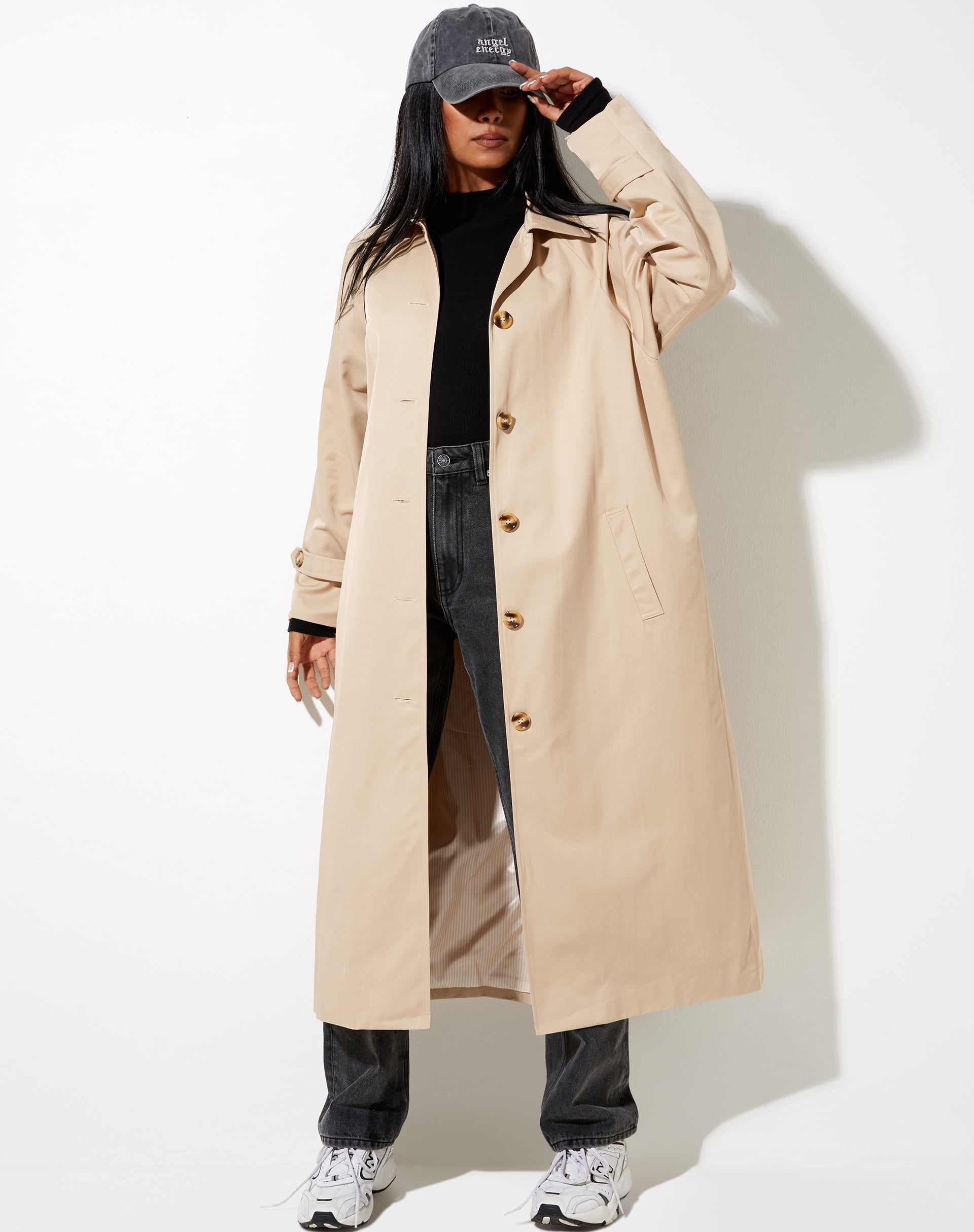Assa Trench Coat in Beige with Stripe Lining-Nico Sky