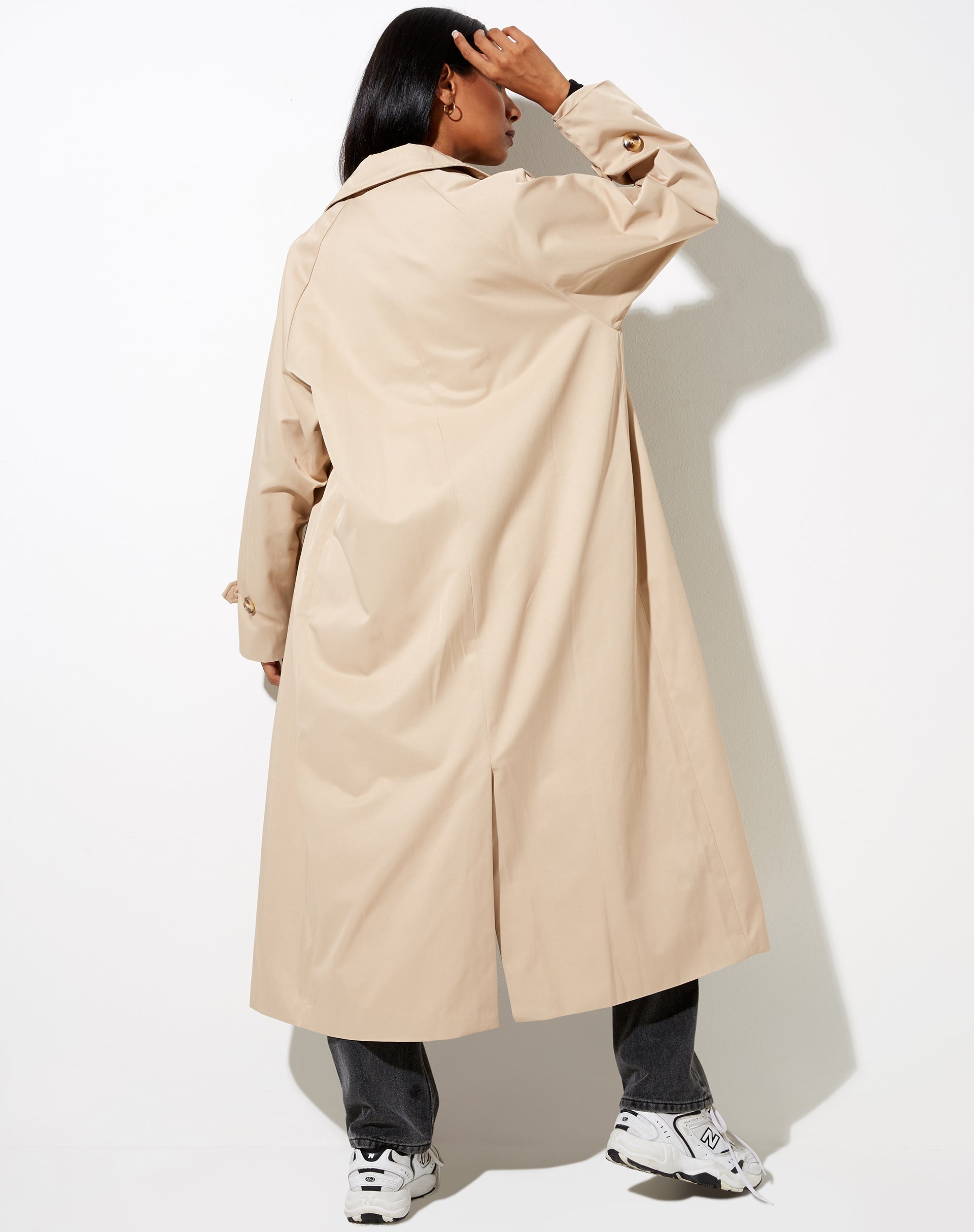 Assa Trench Coat in Beige with Stripe Lining-Nico Sky
