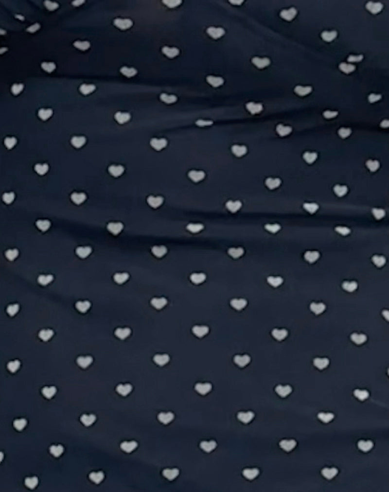 Astika Mini Dress in Heart Flock Navy Yellow-Nico Sky