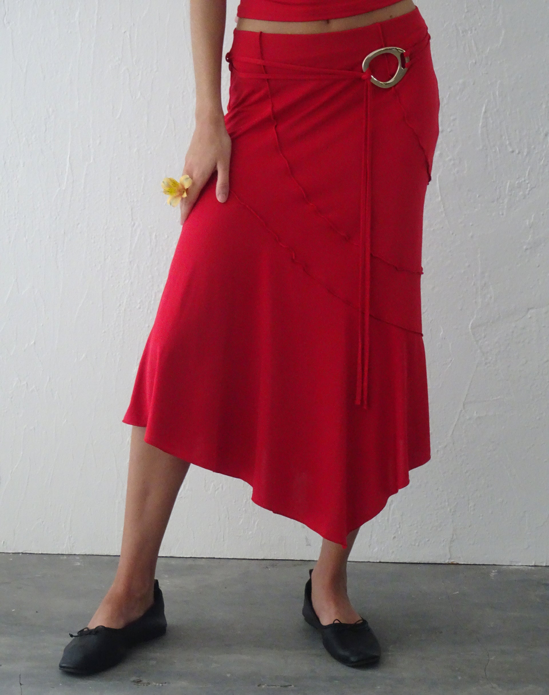 Kimiko Midi Skirt in Red-Nico Sky