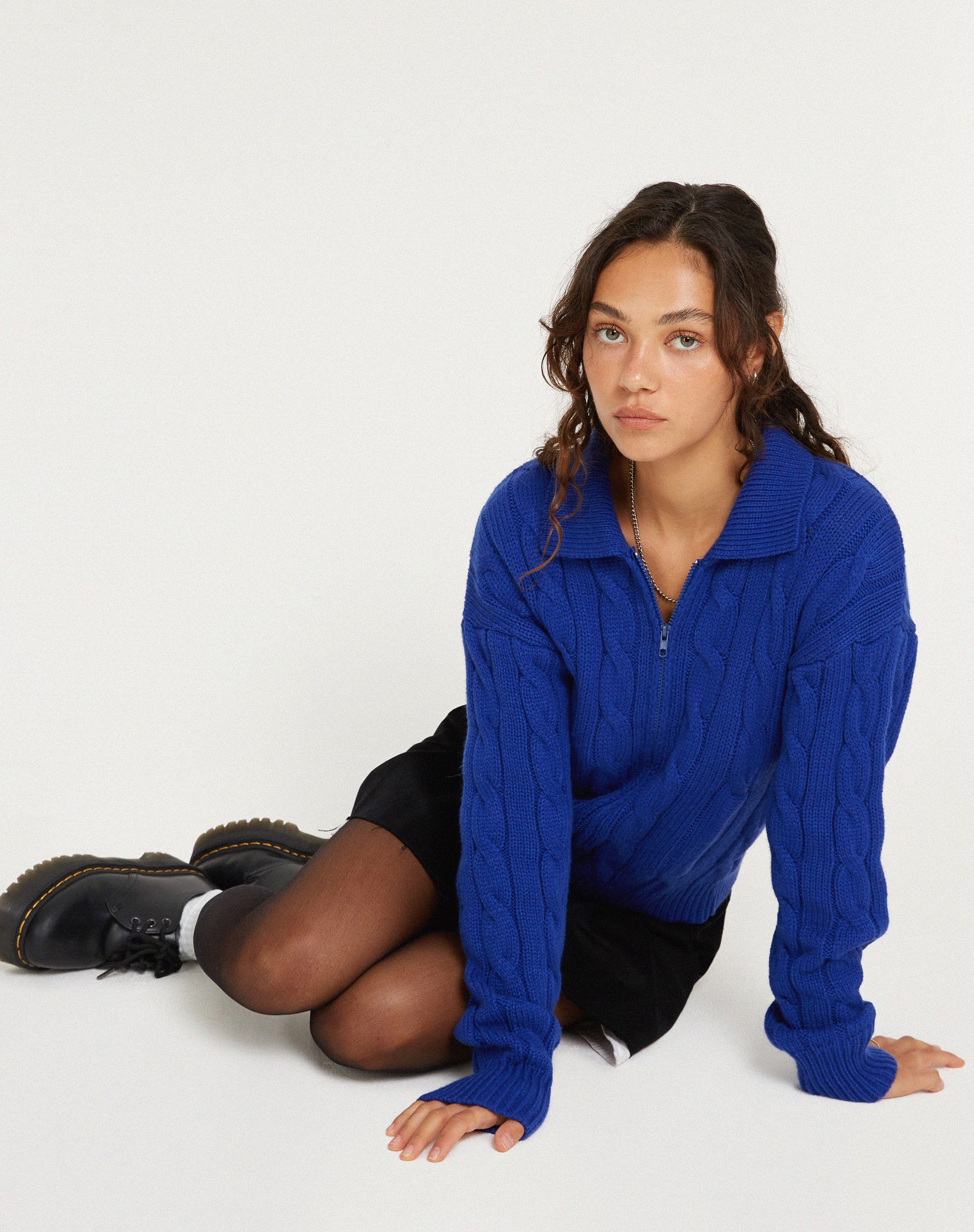 Atasya Knit Jacket in Cobalt-Nico Sky