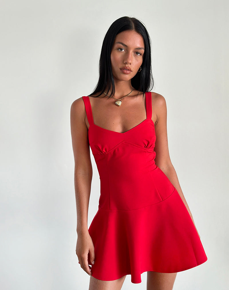 Audra Mini Dress in Red-Nico Sky