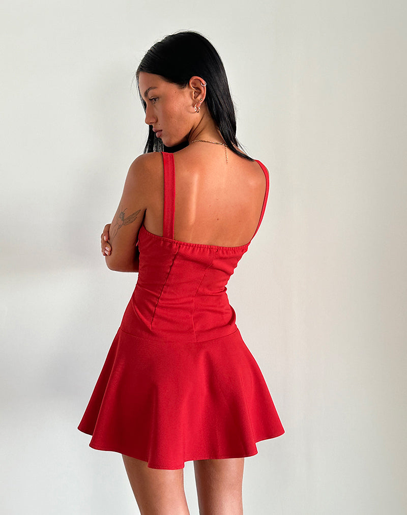 Audra Mini Dress in Red-Nico Sky