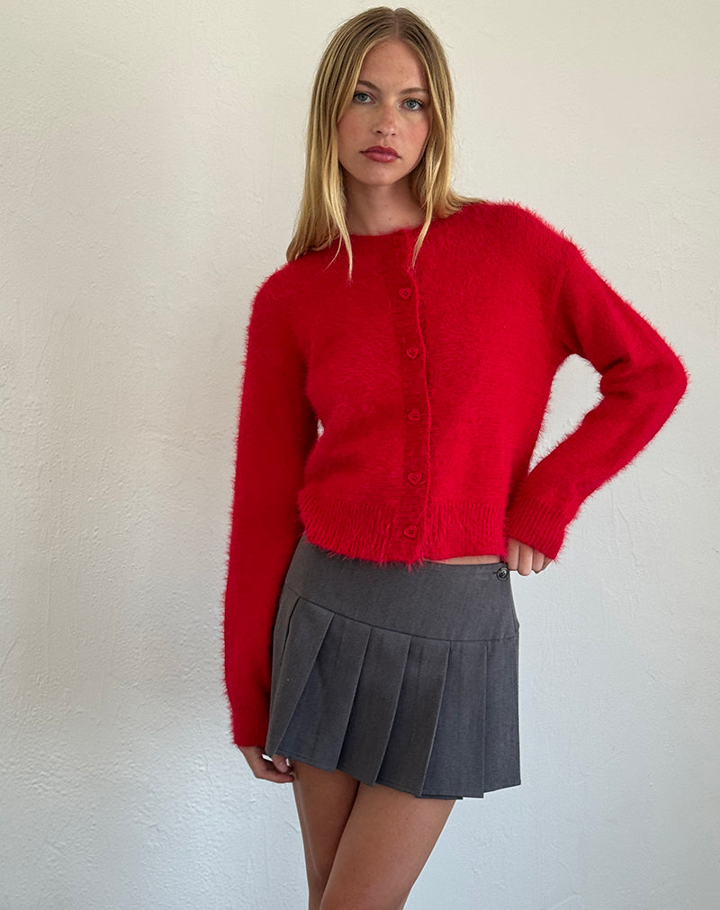 Audrina Cardigan in Fluffy Red-Nico Sky