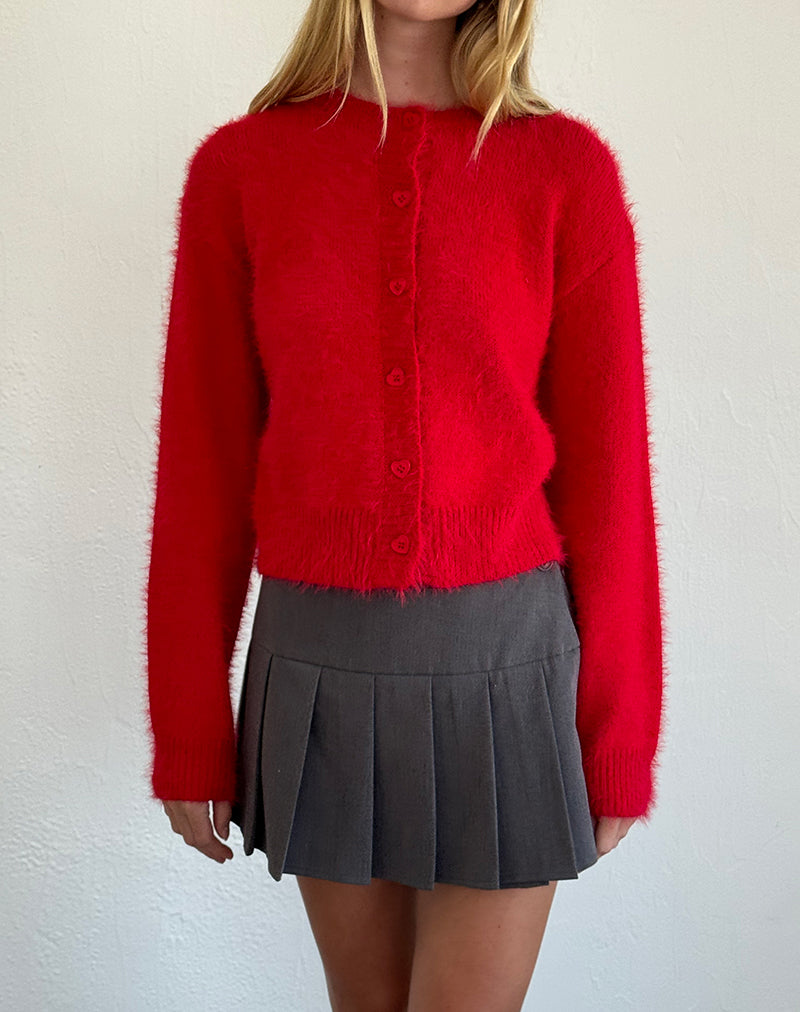 Audrina Cardigan in Fluffy Red-Nico Sky