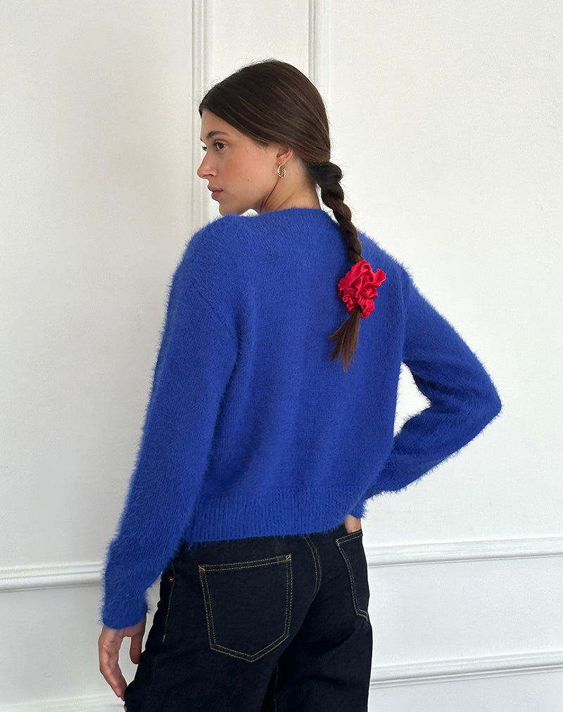 Audrina Cardigan in Fluffy Cobalt Blue-Nico Sky