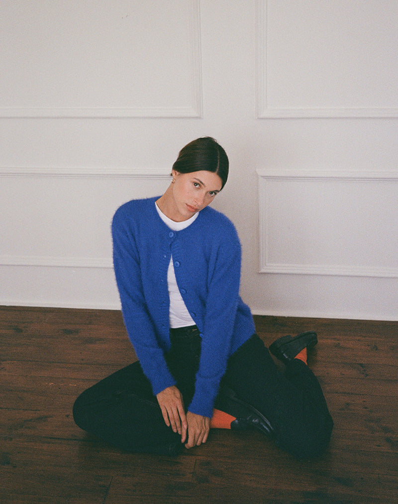 Audrina Cardigan in Fluffy Cobalt Blue-Nico Sky