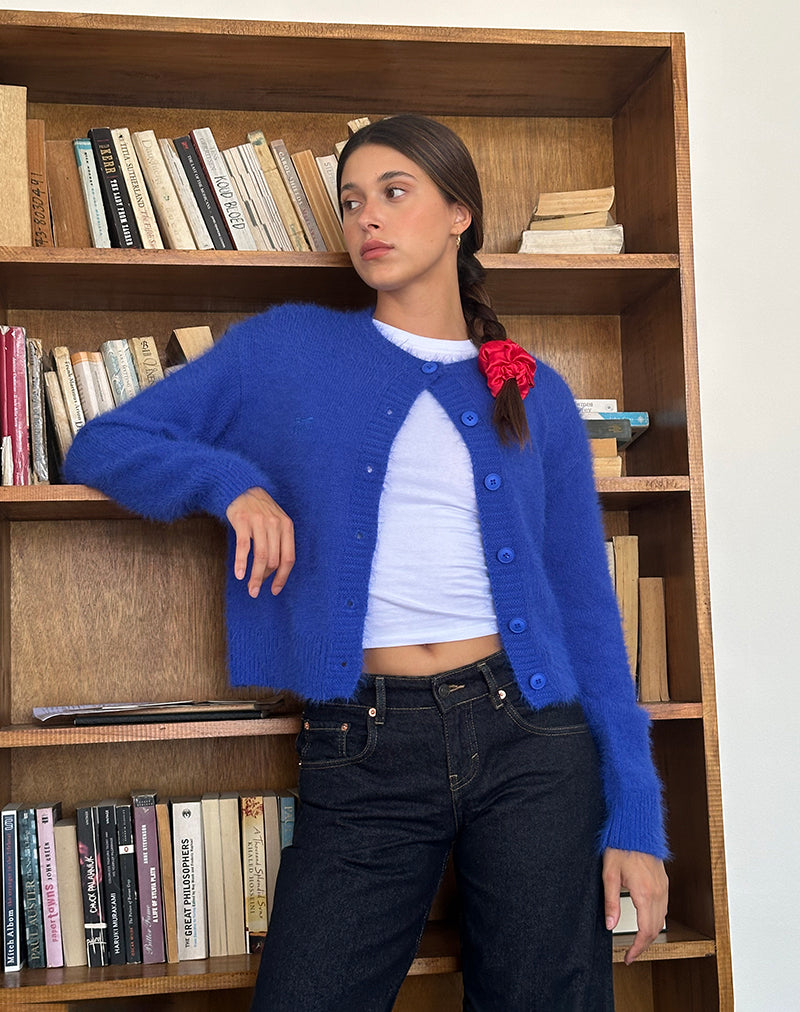 Audrina Cardigan in Fluffy Cobalt Blue-Nico Sky