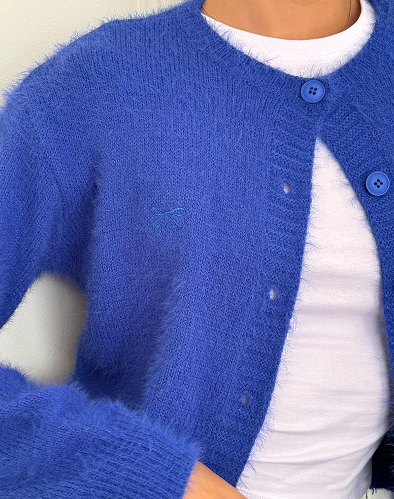 Audrina Cardigan in Fluffy Cobalt Blue-Nico Sky