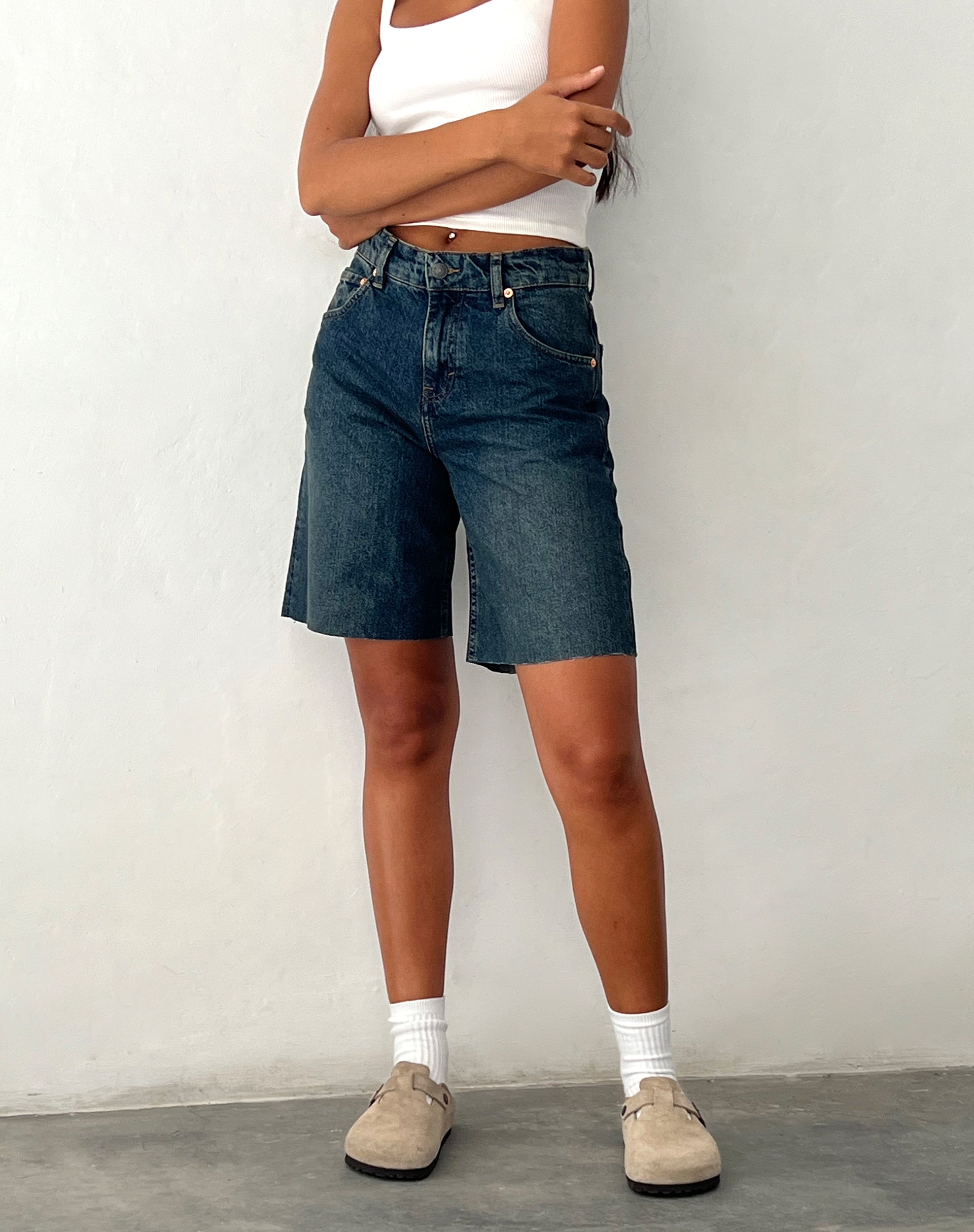 Roomy Mid Rise Jorts in Brown Blue Acid-Nico Sky