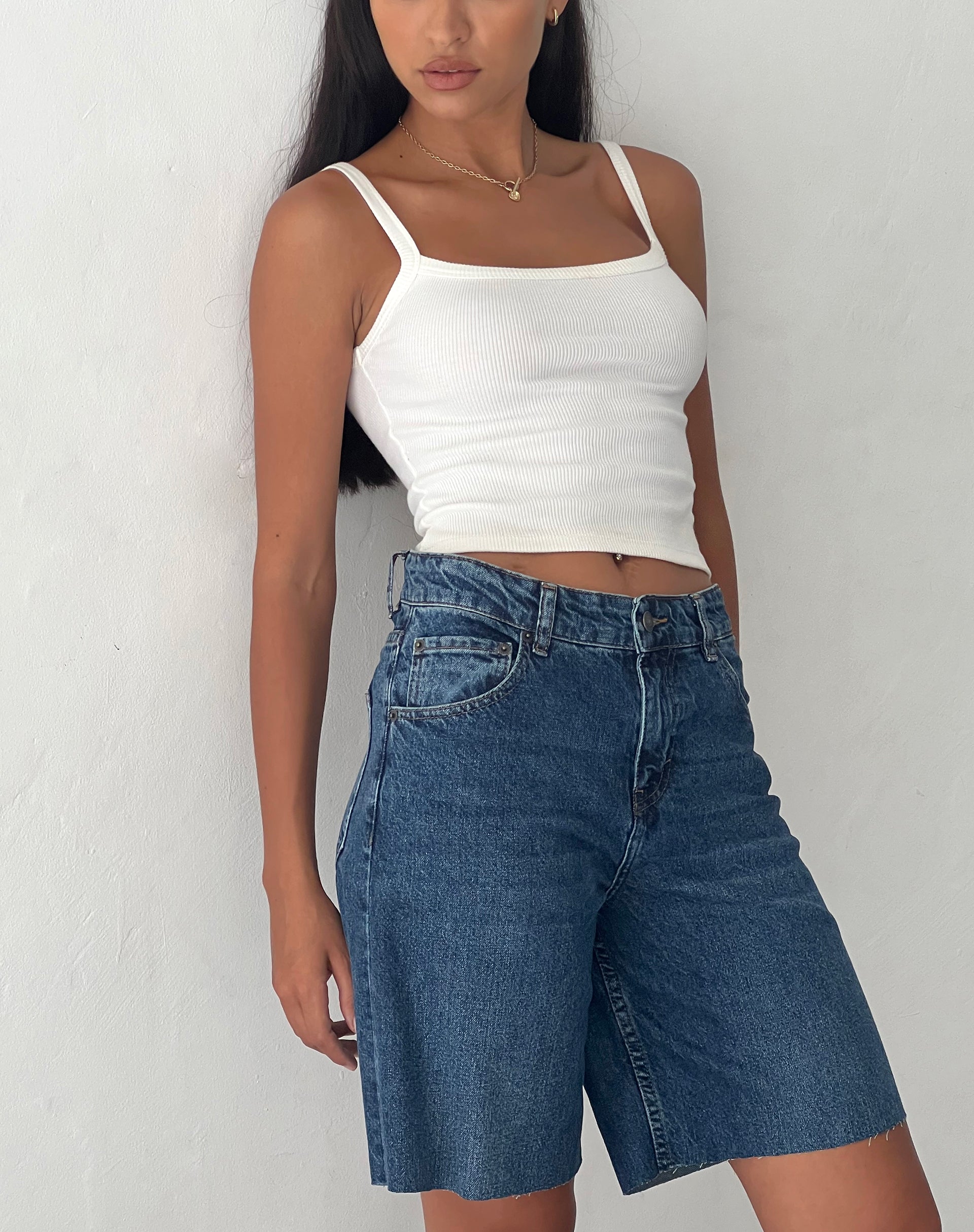 Roomy Mid Rise Jorts in Mid Blue Used-Nico Sky