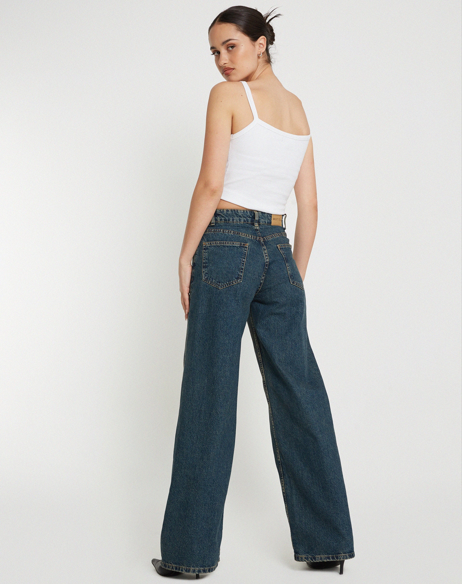 Aus Ribbed Vest Top in White-Nico Sky