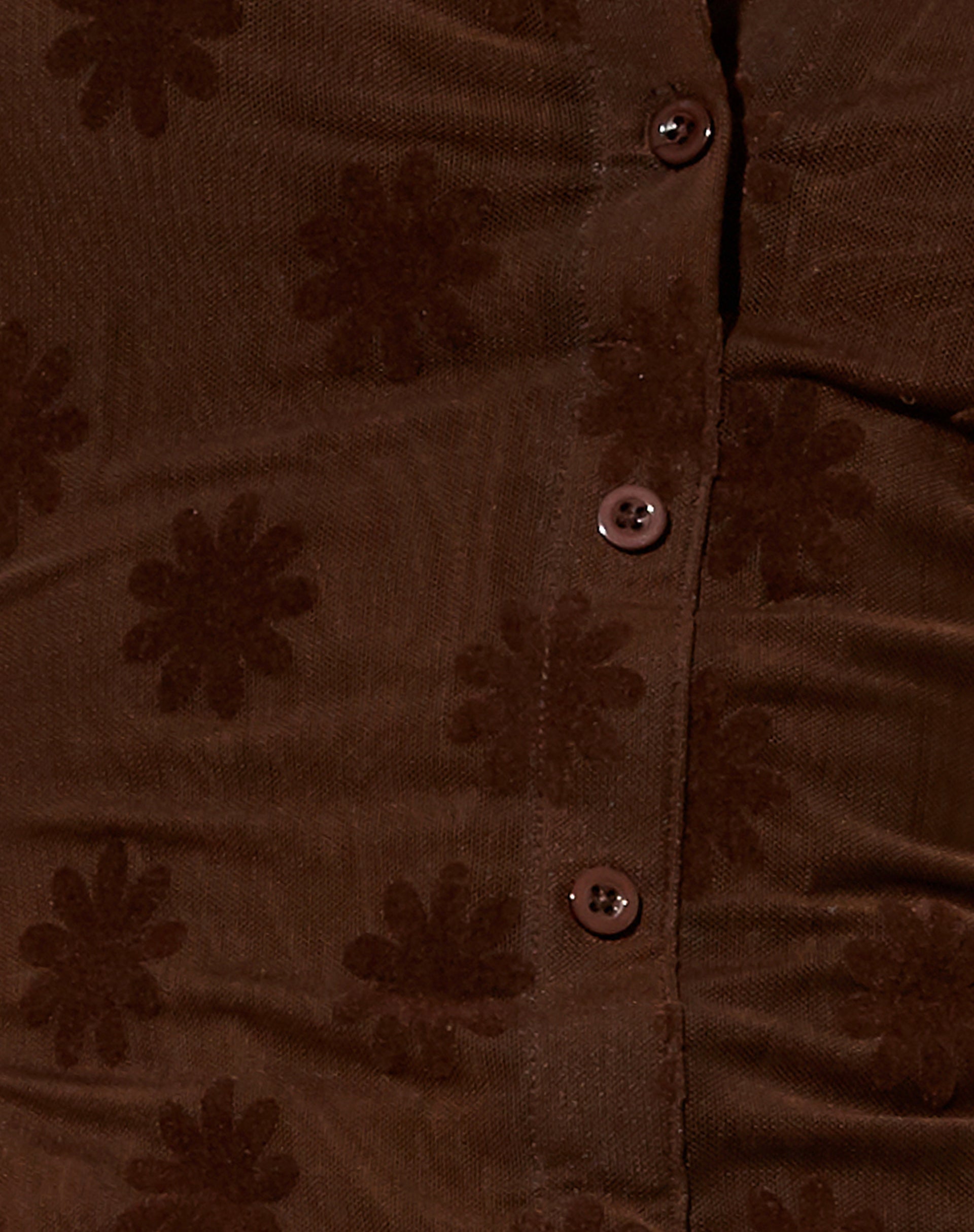 Avalo Mini Dress in Brown Flock Daisy Mesh-Nico Sky