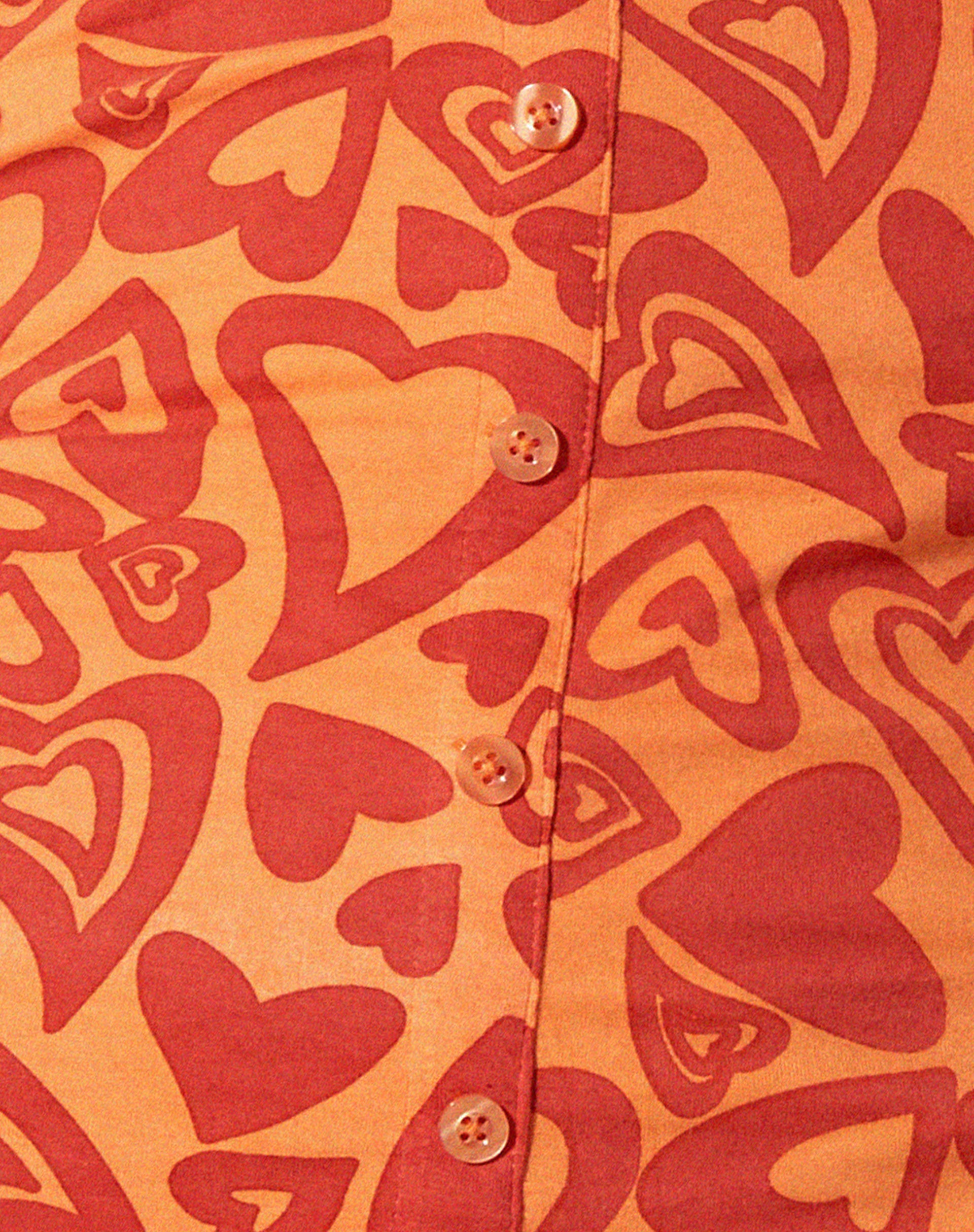 Avaya Button Up Mini Dress in Retro Heart Orange-Nico Sky