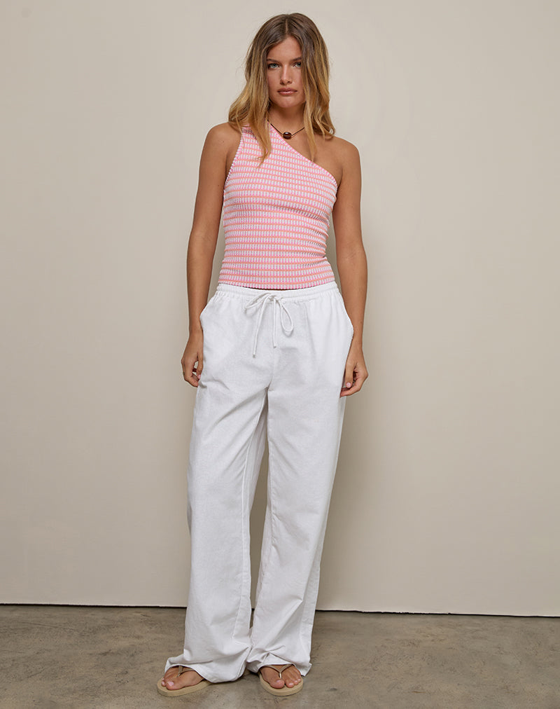 Aviel Top in Textured Rib Stripe Pink-Nico Sky