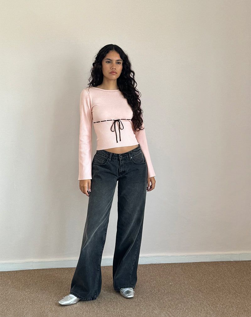 Awdella Top in Blush Pink with Black-Nico Sky