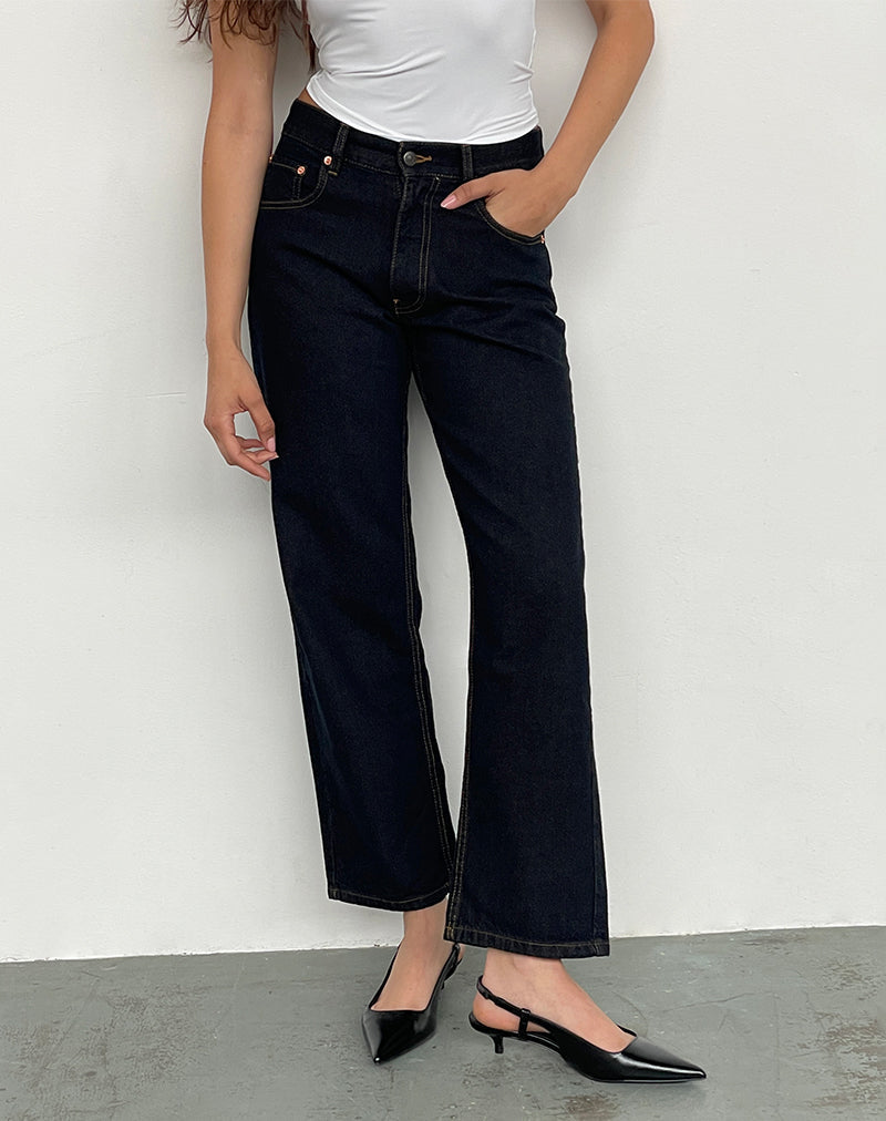 Mid Rise Awkward Parallel Jeans in Indigo-Nico Sky