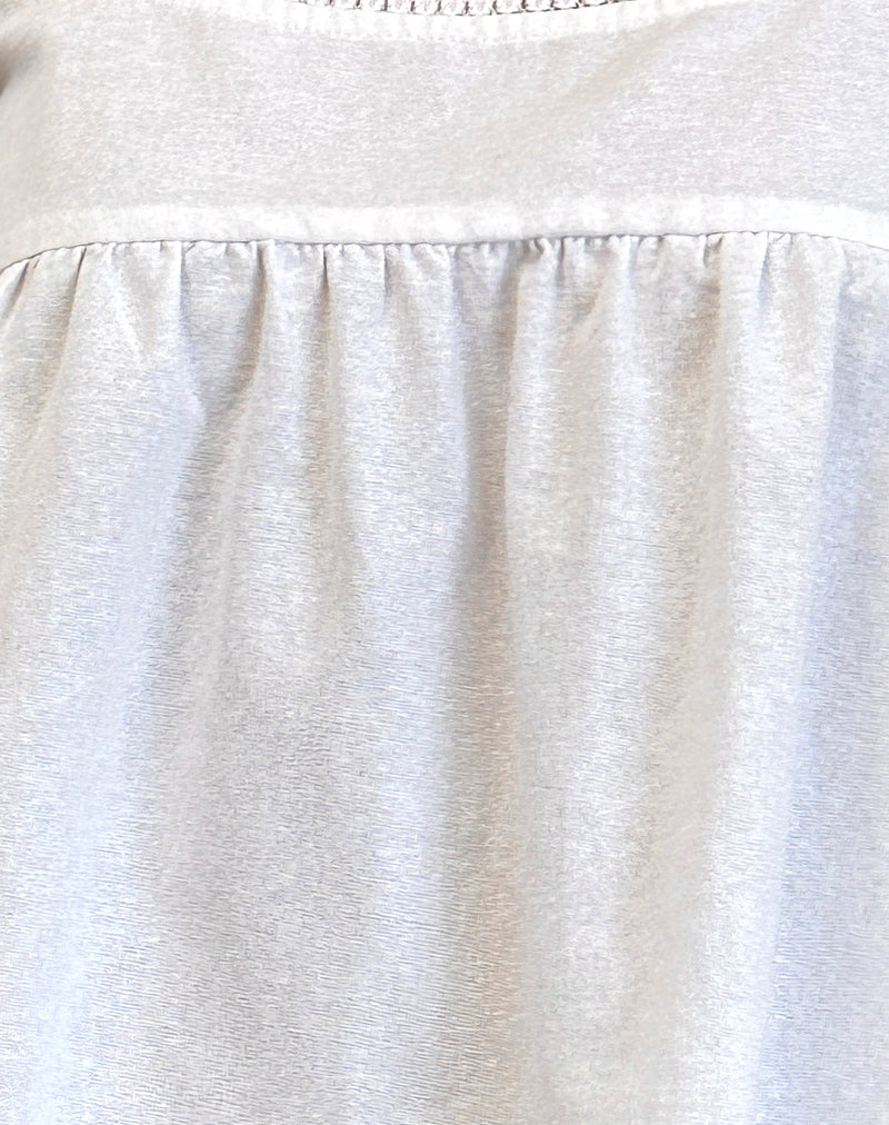 Axoni Square Neck Blouse in Linen White-Nico Sky