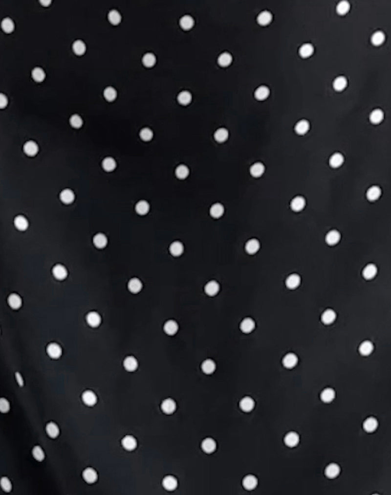 Ayana Backless Mini Dress in Polka Black-Nico Sky