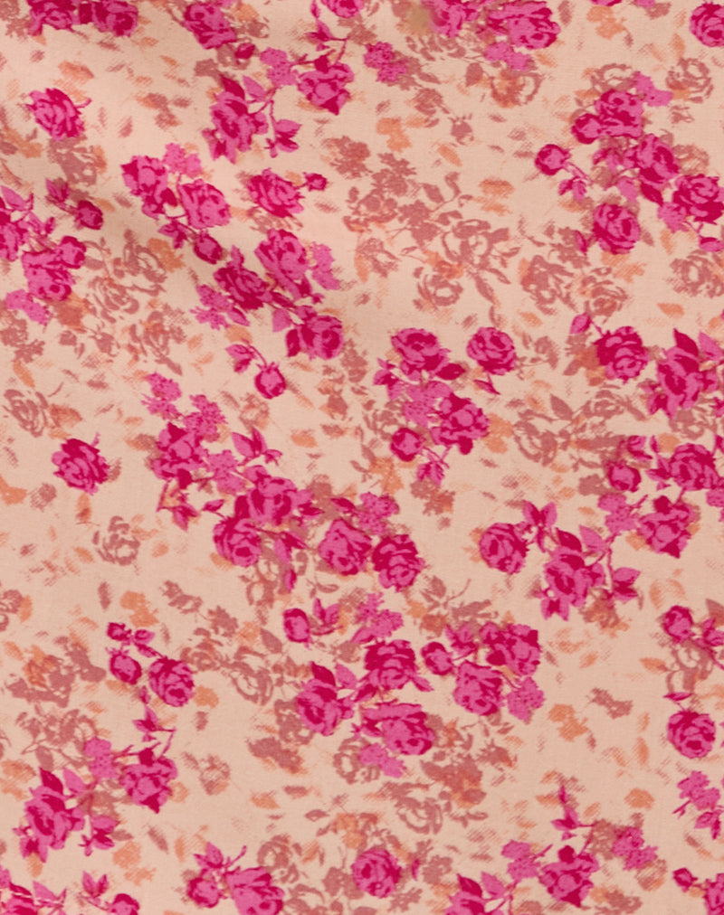 Ayana Backless Mini Dress in Dark Wild Flower Cantaloupe-Nico Sky