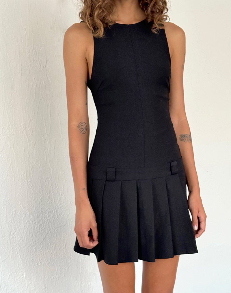 Ayosa Backless Mini Dress in Black-Nico Sky