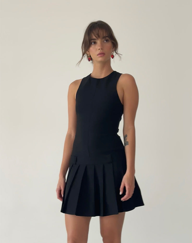 Ayosa Backless Mini Dress in Black-Nico Sky