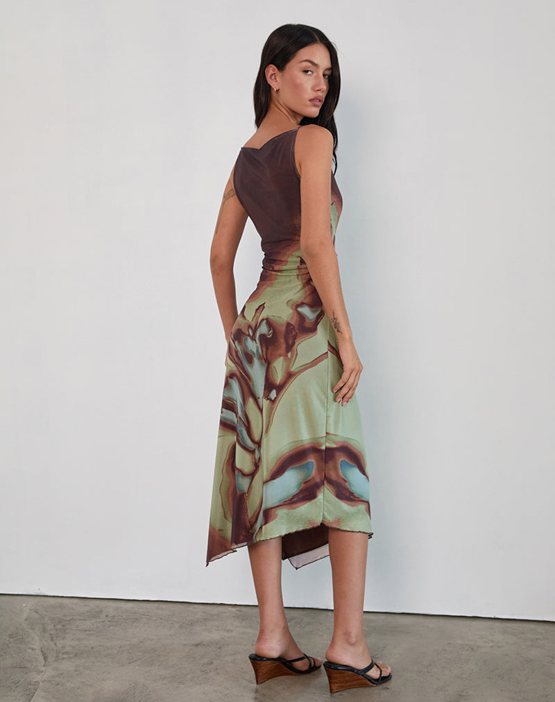 Aysun Midi Dress in Lumen Mesh Brown-Nico Sky