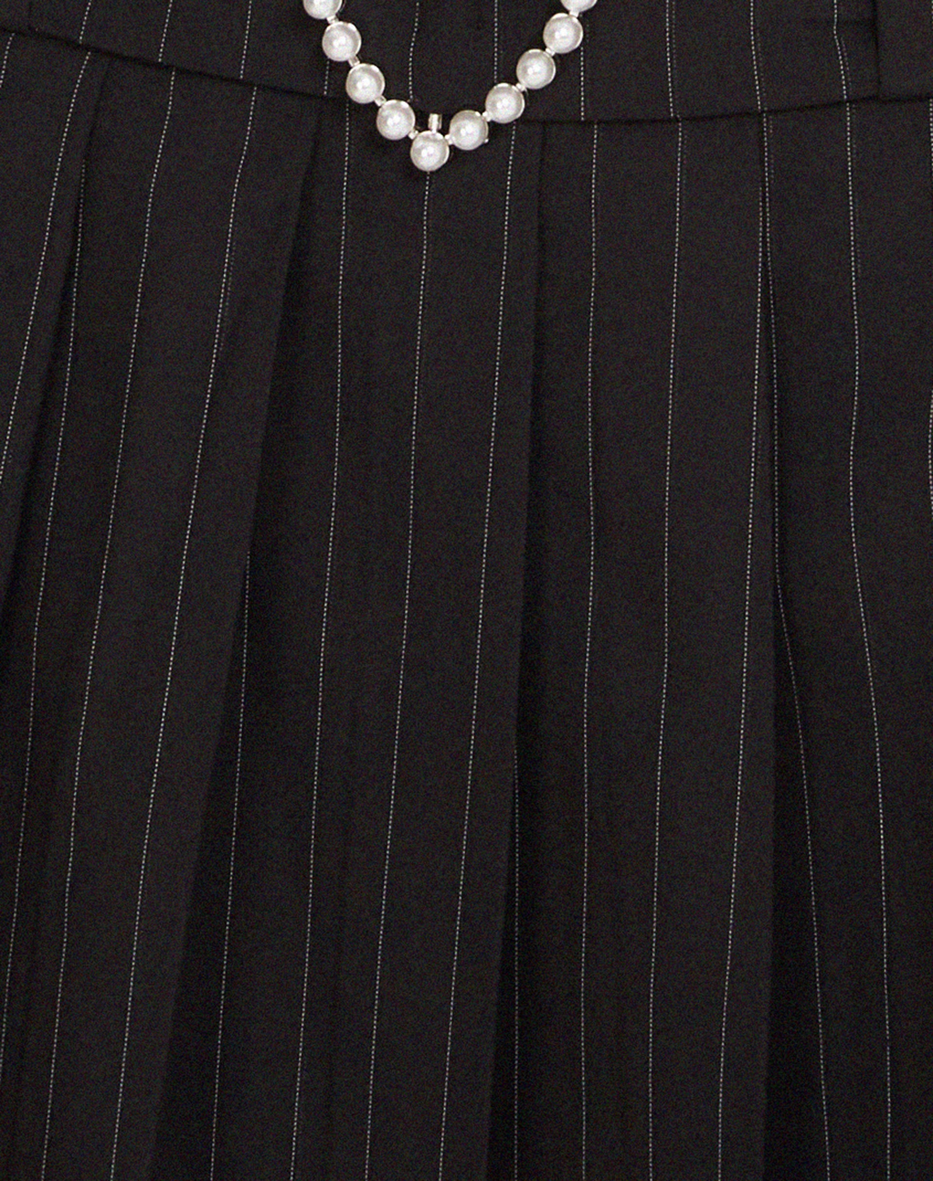 Ayumi Pleated Mini Skirt in Black Pinstripe with Heart Buckle-Nico Sky