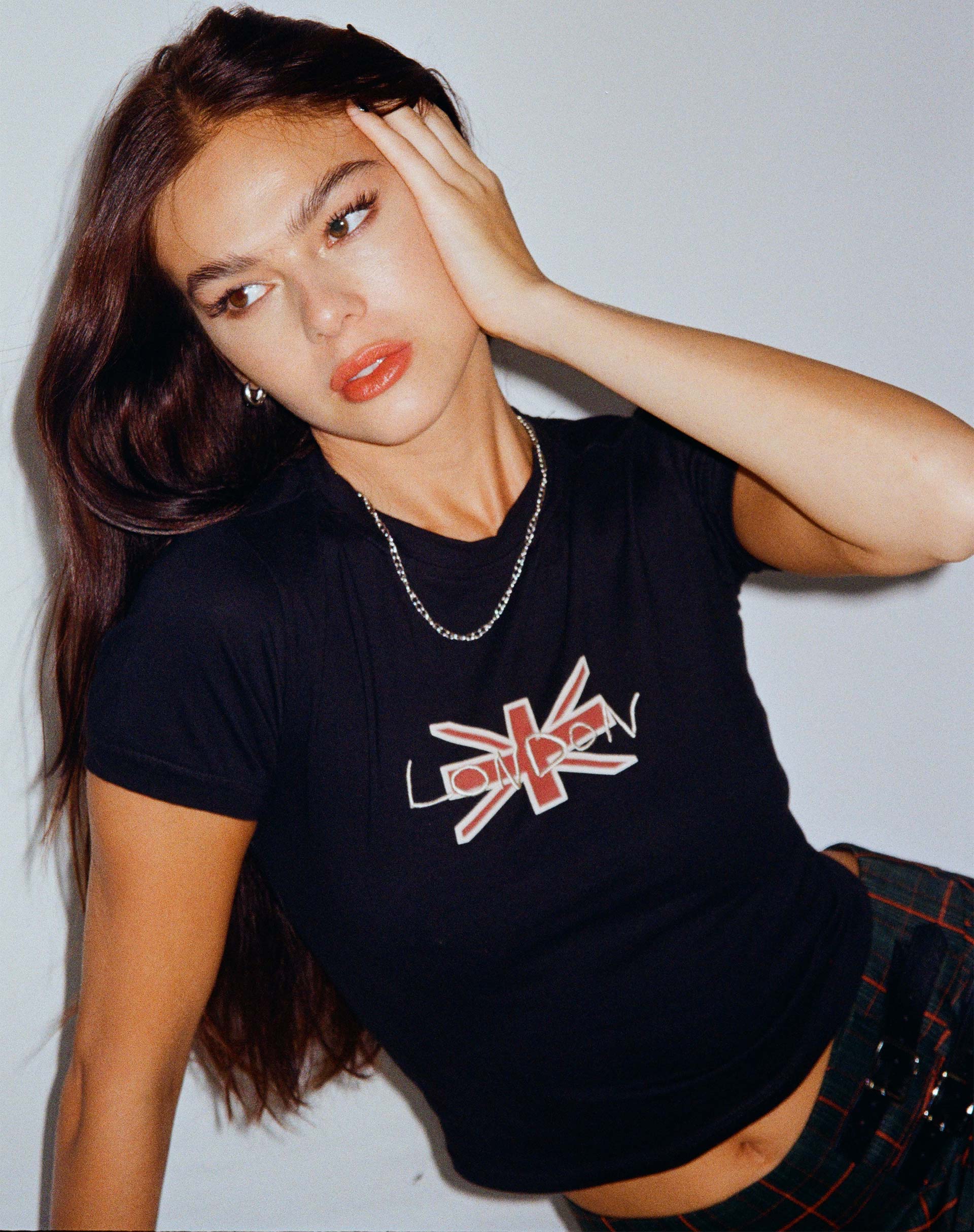 Babe Tee in Black with London Motel Embro-Nico Sky