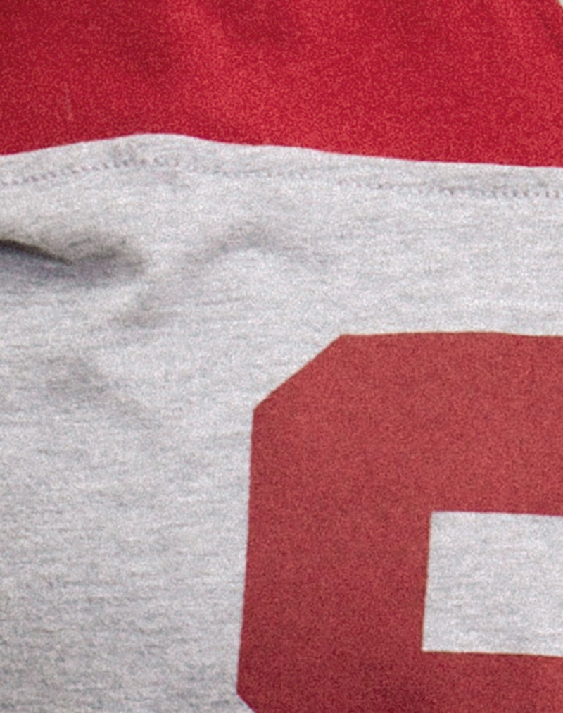 Balap Oversized Top in Grey Marl and Adrenaline Red with '86' Emb-Nico Sky