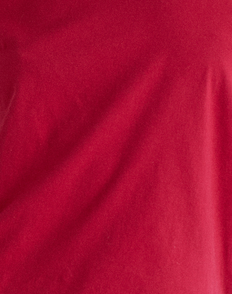 Balia Asymmetric Short Sleeve Basic Top in Adrenaline Red-Nico Sky