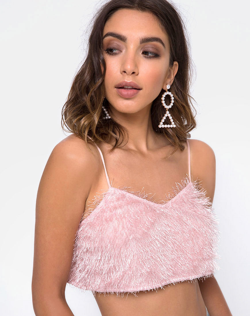 Balien Crop Top in Fringe Sugar Pink-Nico Sky