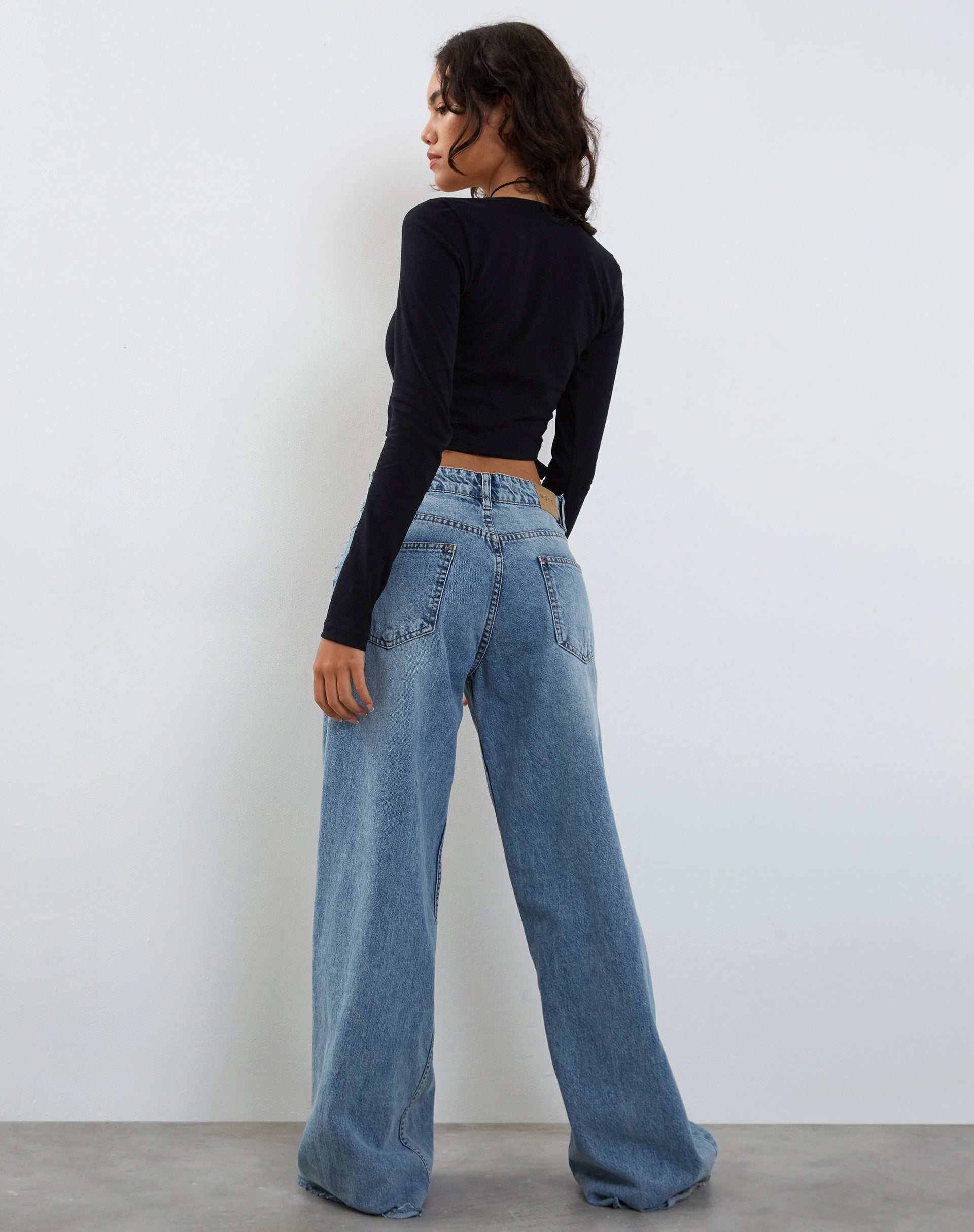 Ballet Long Sleeve Wrap Top in Black Jersey-Nico Sky