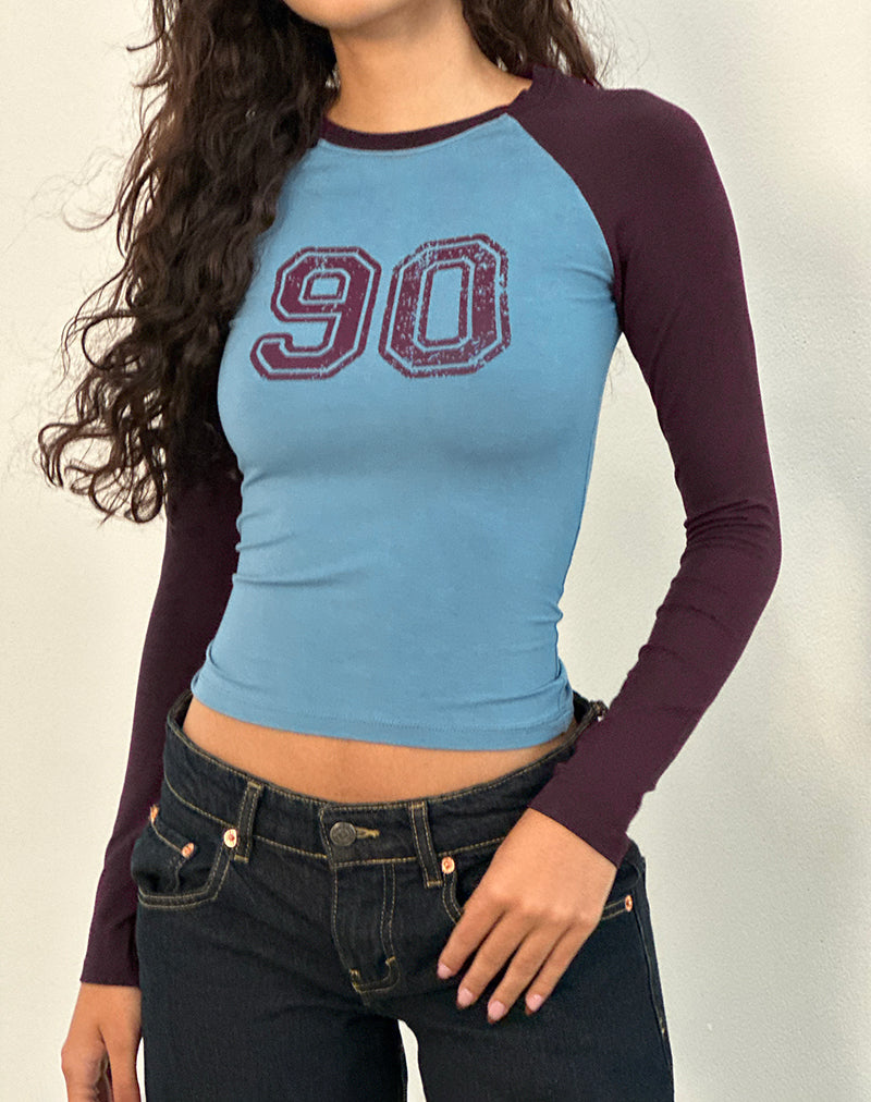 Balqis Long Sleeve top in Blue Redwood Combination-Nico Sky