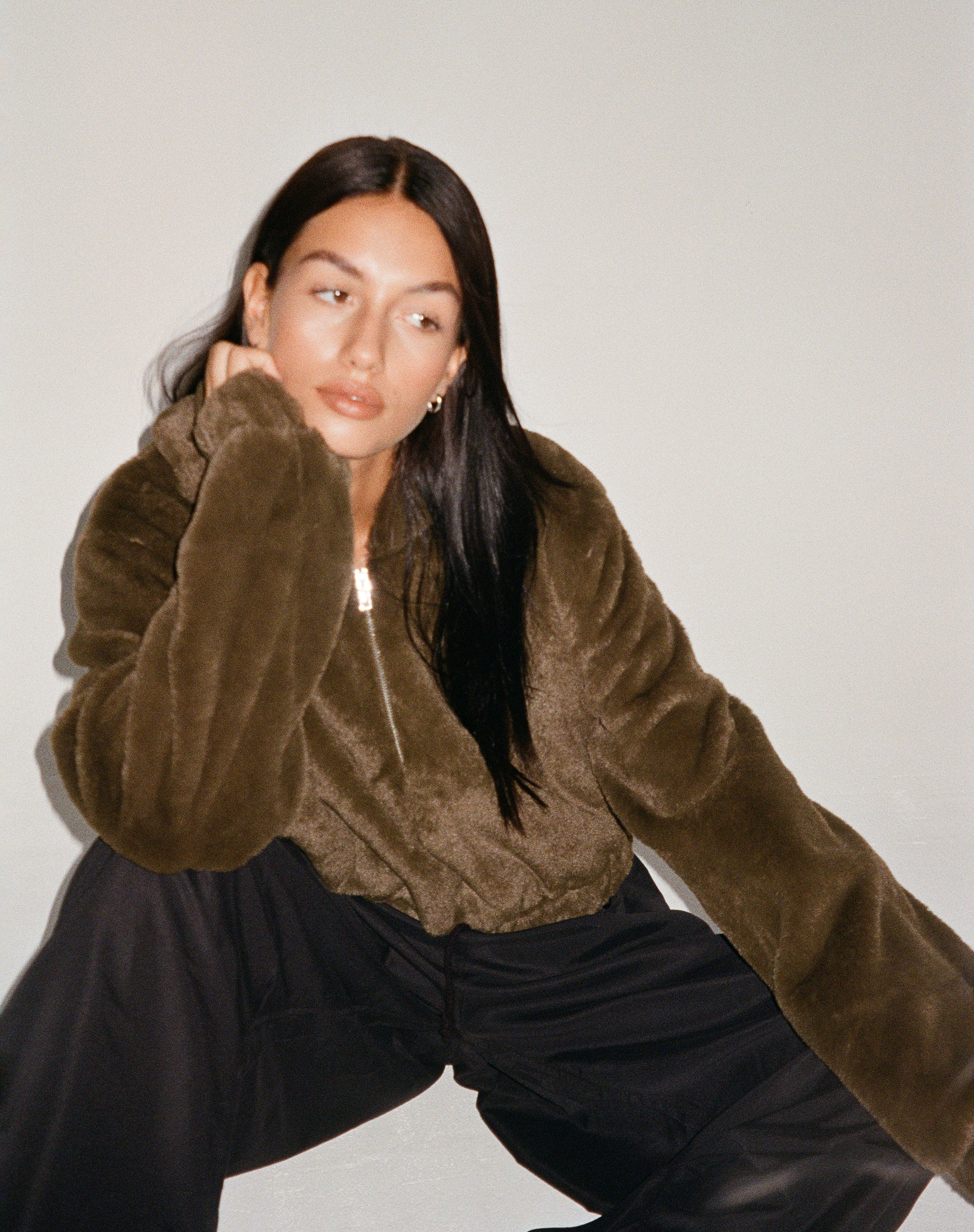 Banowa Zip Up Jacket in Olive-Nico Sky