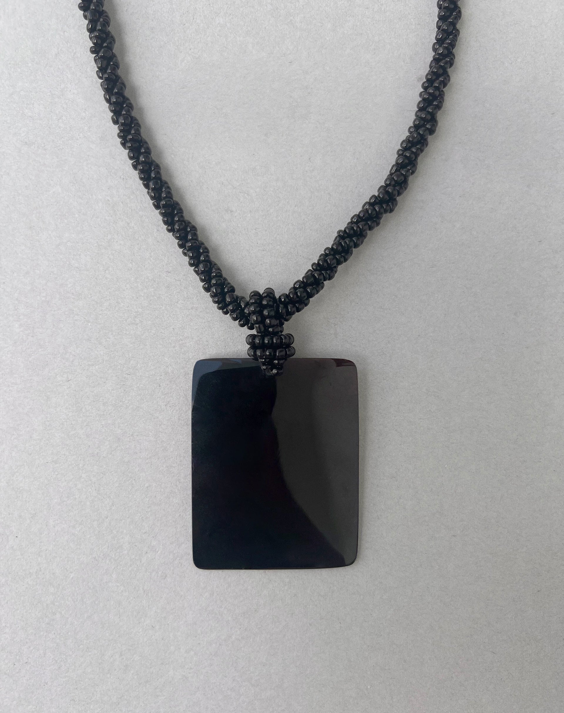 Bara Necklace with Black Rectangle Pendant-Nico Sky