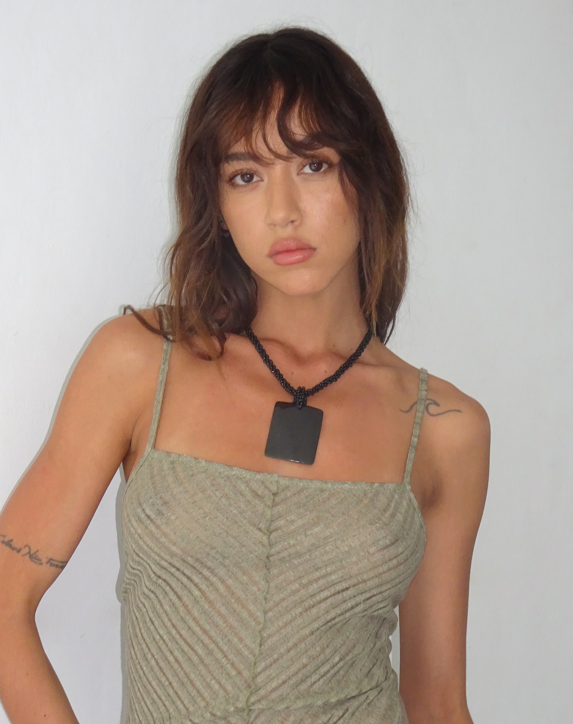 Bara Necklace with Black Rectangle Pendant-Nico Sky