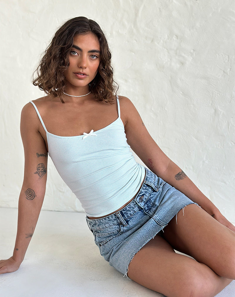 Barlyn Cami Top in Blue and White Stripe-Nico Sky