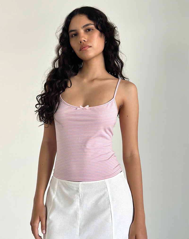 Barlyn Cami Top in Pink and Blue Stripe-Nico Sky