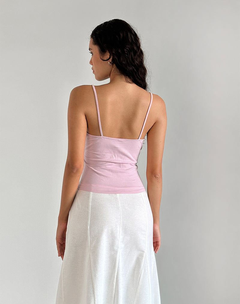 Barlyn Cami Top in Pink and Blue Stripe-Nico Sky