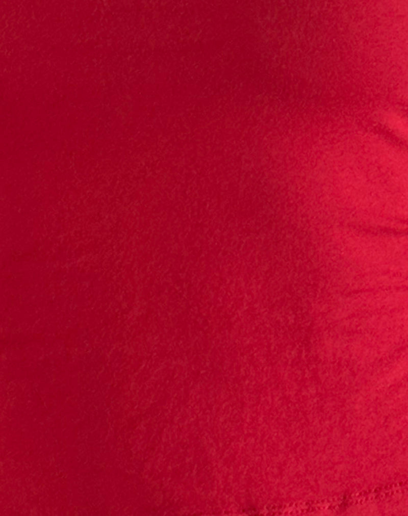 Baruna Tie Back Basic Top in Adrenaline Red-Nico Sky